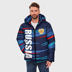 Куртка зимняя мужская Россия - blue stripes, цвет: 3D-красный — фото 2