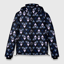 Куртка зимняя мужская Чёрно-синий паттерн треугольники, цвет: 3D-светло-серый