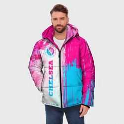 Куртка зимняя мужская Chelsea neon gradient style по-вертикали, цвет: 3D-черный — фото 2