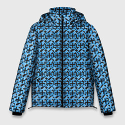 Куртка зимняя мужская Чёрные плюсики на синем фоне, цвет: 3D-светло-серый