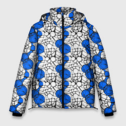 Куртка зимняя мужская Нейрографический узор из синих кругов и овалов, цвет: 3D-светло-серый
