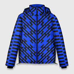 Куртка зимняя мужская Чёрные полосы на синем фоне, цвет: 3D-черный