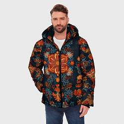 Куртка зимняя мужская Текстуры в славянском стиле, цвет: 3D-черный — фото 2