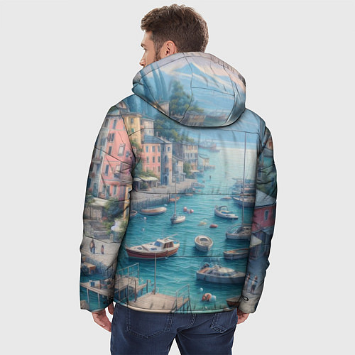 Мужская зимняя куртка Гавань с лодками / 3D-Светло-серый – фото 4