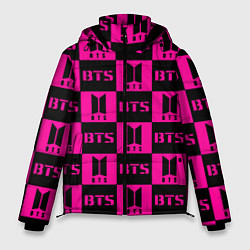 Мужская зимняя куртка BTS pattern pink logo