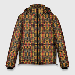 Куртка зимняя мужская Абстрактный африканский узор, цвет: 3D-черный