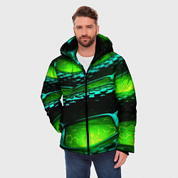 Куртка зимняя мужская Зеленая змеиная абстрактная текстура, цвет: 3D-черный — фото 2