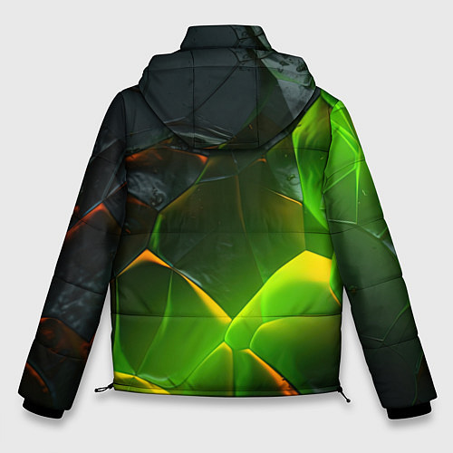 Мужская зимняя куртка Зеленая абстрактная неоновая текстура / 3D-Черный – фото 2