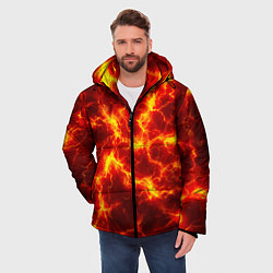 Куртка зимняя мужская Текстура огня, цвет: 3D-черный — фото 2