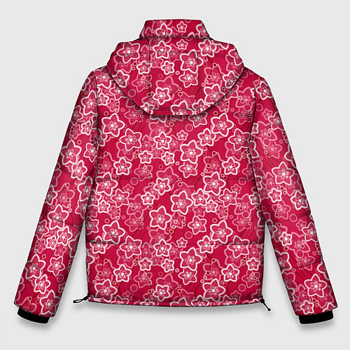 Мужская зимняя куртка Красно-белый цветочный узор ретро / 3D-Черный – фото 2