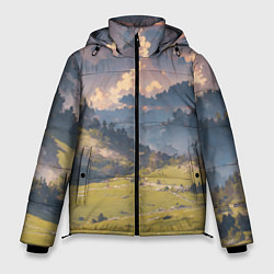 Куртка зимняя мужская Зелёное поле и небо - аниме, цвет: 3D-светло-серый