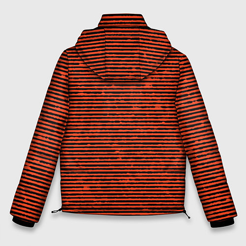 Мужская зимняя куртка Чёрно-оранжевый полосатый / 3D-Черный – фото 2