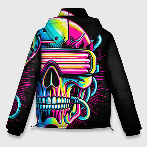 Мужская зимняя куртка Cyber skull - ai art neon / 3D-Красный – фото 2