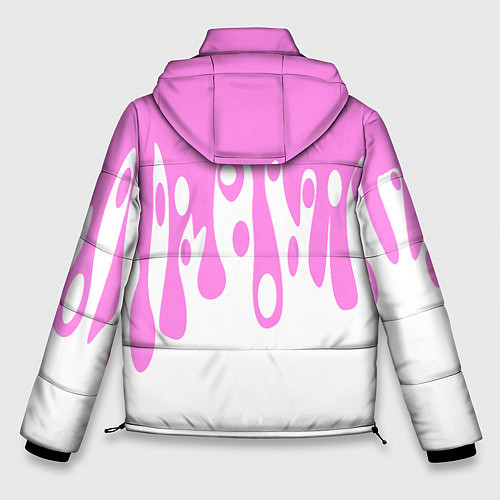 Мужская зимняя куртка Потеки розовой краски на белом / 3D-Черный – фото 2