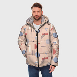 Куртка зимняя мужская Мемфис геометрия в пастельных тонах, цвет: 3D-красный — фото 2