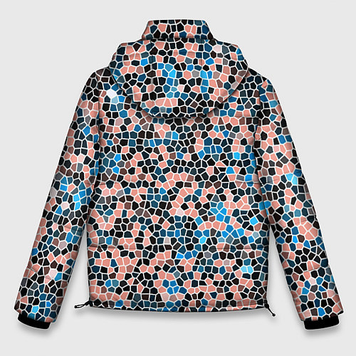 Мужская зимняя куртка Паттерн мозаика бирюзово-розовый / 3D-Черный – фото 2
