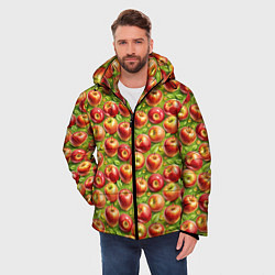 Куртка зимняя мужская Румяные яблоки паттерн, цвет: 3D-черный — фото 2