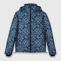 Куртка зимняя мужская Синий крупный кружевной узор, цвет: 3D-светло-серый