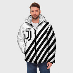 Куртка зимняя мужская Ювентус полосы, цвет: 3D-черный — фото 2