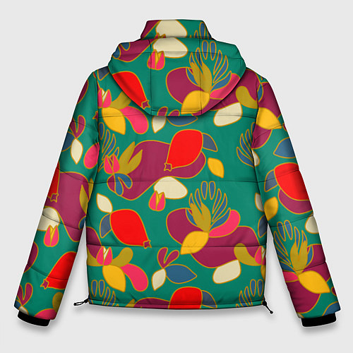 Мужская зимняя куртка Ягодно-цветочная абстракция / 3D-Черный – фото 2