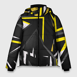 Куртка зимняя мужская Абстрактный узор с геометрической концепцией, цвет: 3D-черный