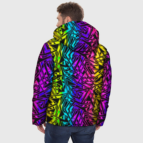 Мужская зимняя куртка Абстрактный узор с геометрической концепцией / 3D-Светло-серый – фото 4