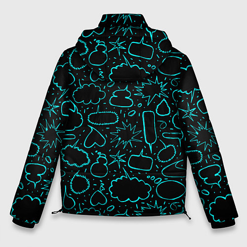 Мужская зимняя куртка Речевые неоновые пузыри / 3D-Черный – фото 2