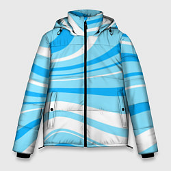 Куртка зимняя мужская Бело-голубой волистые линии, цвет: 3D-светло-серый
