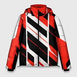 Куртка зимняя мужская Black and red stripes on a white background, цвет: 3D-черный