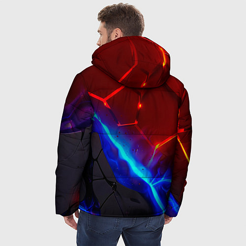 Мужская зимняя куртка Неоновые красные плиты с ярким светом / 3D-Светло-серый – фото 4