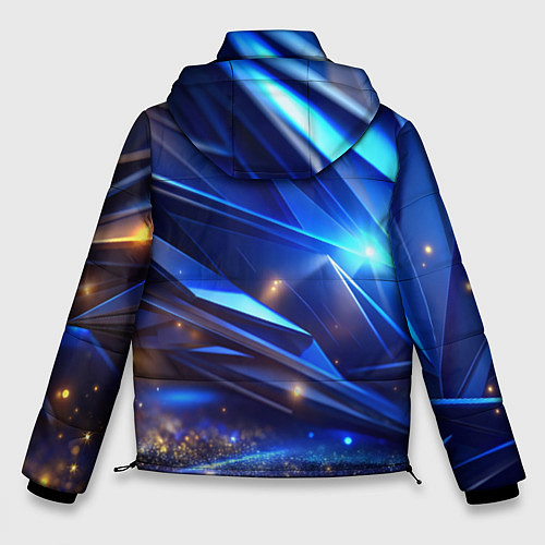 Мужская зимняя куртка Синие плиты и блестки абстракции / 3D-Черный – фото 2