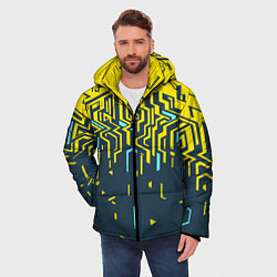 Куртка зимняя мужская Яркий абстрактный геометрический рисунок для спорт, цвет: 3D-черный — фото 2
