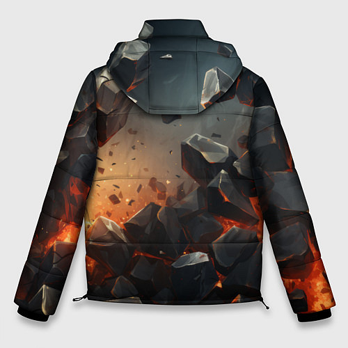 Мужская зимняя куртка Эпичный взрыв из камней / 3D-Черный – фото 2