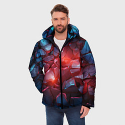 Куртка зимняя мужская Синие камни с красным светом, цвет: 3D-черный — фото 2