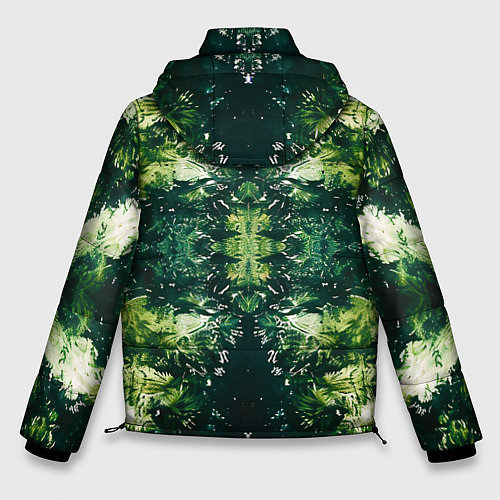 Мужская зимняя куртка Калейдоскоп зеленая абстракция / 3D-Черный – фото 2