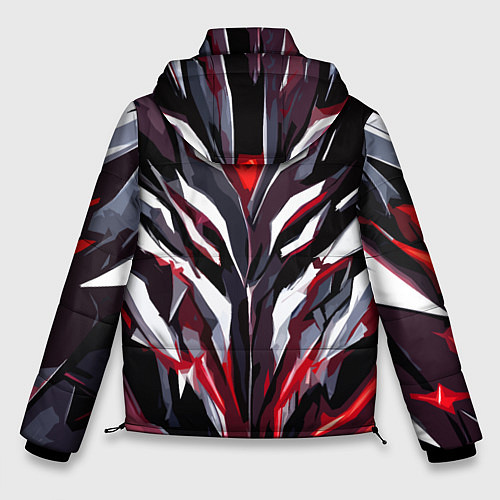 Мужская зимняя куртка Хаотичная красно-белая абстракция / 3D-Черный – фото 2