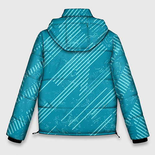 Мужская зимняя куртка Абстракция светлые линии на зеленом фоне / 3D-Черный – фото 2