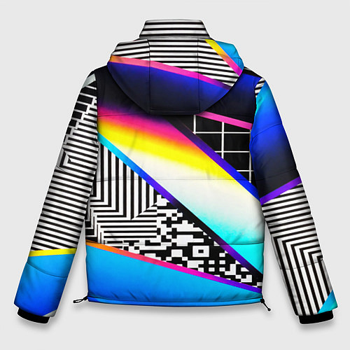 Мужская зимняя куртка Neon stripes geometry / 3D-Черный – фото 2