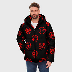 Куртка зимняя мужская Twenty one pilots rose pattern, цвет: 3D-красный — фото 2