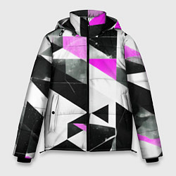 Куртка зимняя мужская Black and pink abstraction on a white background, цвет: 3D-черный