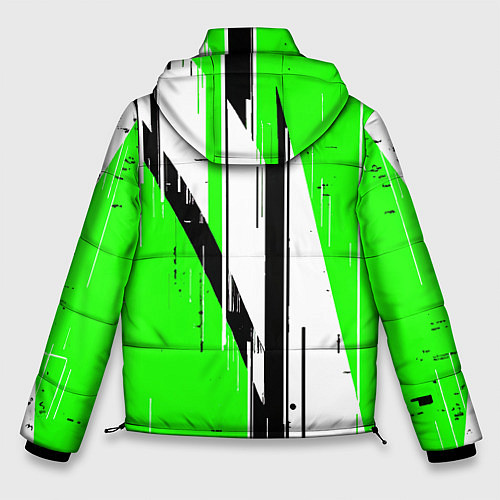 Мужская зимняя куртка Black and white vertical stripes on a green backgr / 3D-Черный – фото 2