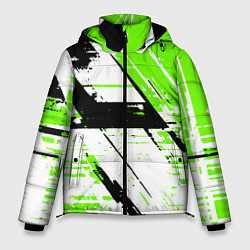 Мужская зимняя куртка Diagonal black and green stripes on a white backgr