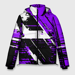 Мужская зимняя куртка Diagonal black and white stripes on a purple backg