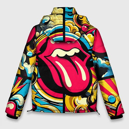 Мужская зимняя куртка Rolling Stones logo - pop art pattern / 3D-Черный – фото 2