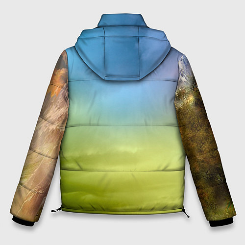 Мужская зимняя куртка Радужный единорог / 3D-Черный – фото 2