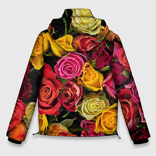Мужская зимняя куртка Ассорти из роз / 3D-Черный – фото 2