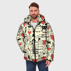 Куртка зимняя мужская Любящие котики, цвет: 3D-красный — фото 2