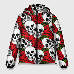 Куртка зимняя мужская Черепа в розах, цвет: 3D-черный