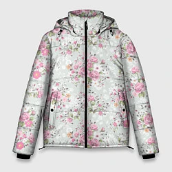 Куртка зимняя мужская Flower pattern, цвет: 3D-черный