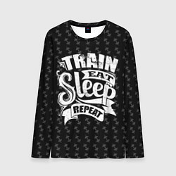 Лонгслив мужской Train Eat Sleep Repeat, цвет: 3D-принт